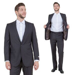 Mens 2-Piece Pick Stitch Suit, Slim-Fit Dark Grey